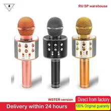 100% original wster versão bluetooth microfone sem fio alto-falante WS-858 handheld karaoke cantar recorder ktv mic para andriod ios