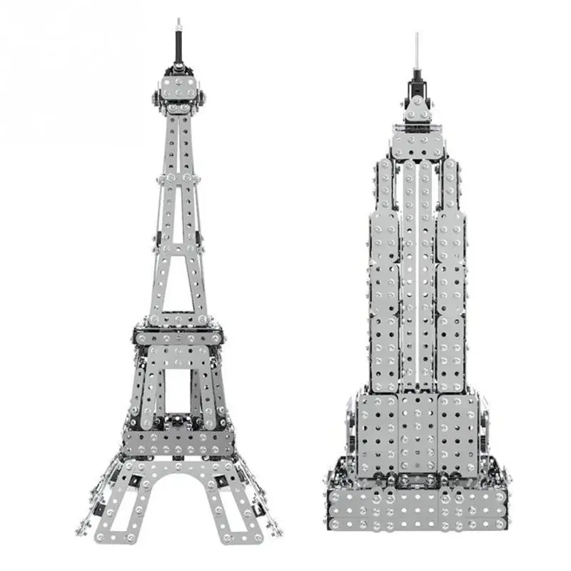 

Two Type Metal Building Blocks Eiffel Tower/ Empire State Building Model Building Assembling Brick Toys for Home Decor
