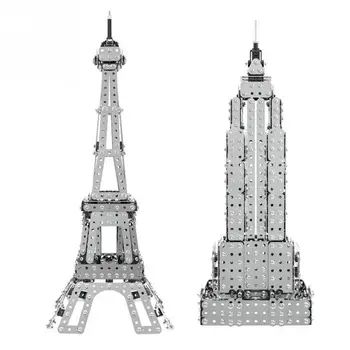 

Two Type Metal Building Blocks Eiffel Tower/ Empire State Building Model Building Assembling Brick Toys for Home Decor