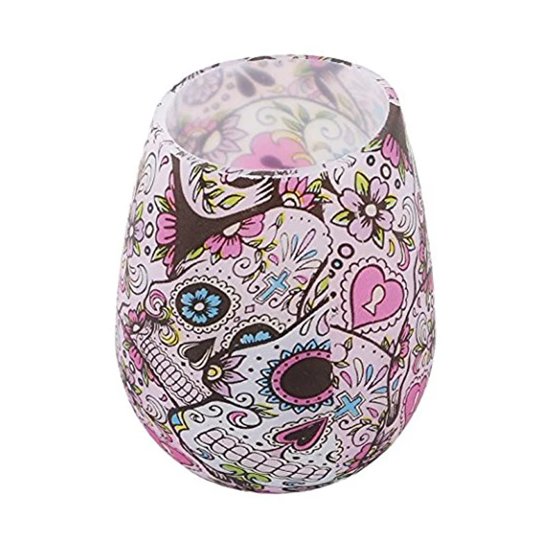 

Unbreakable Silicone Wine Glass Cup Colorful Stemless Wine Cup Food Grade Portable Wine Camouflage Beer Party Decoration