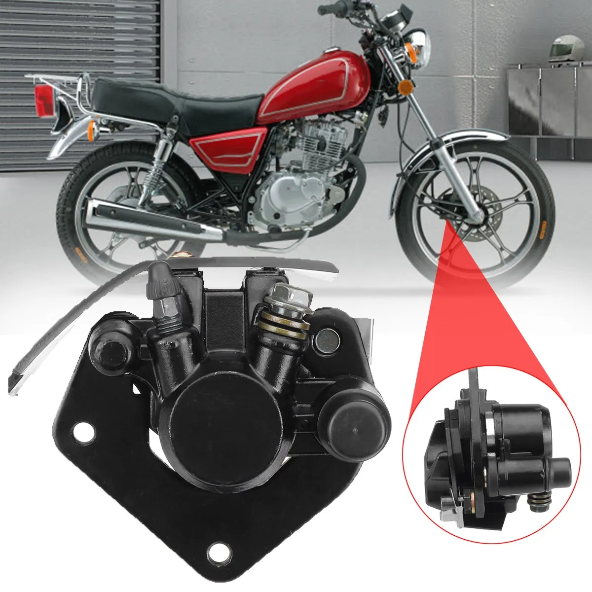 Для Suzuki GN125 GS125 передний тормозной суппорт черный + тормозные колодки аксессуары