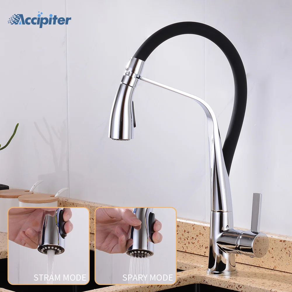 

Kitchen Faucet Hot&Cold Sink Dish Washing Bowl Kitchen Faucets Brass Silica Gel Pulling Rotating Faucet Pull Out Kitchen Faucets