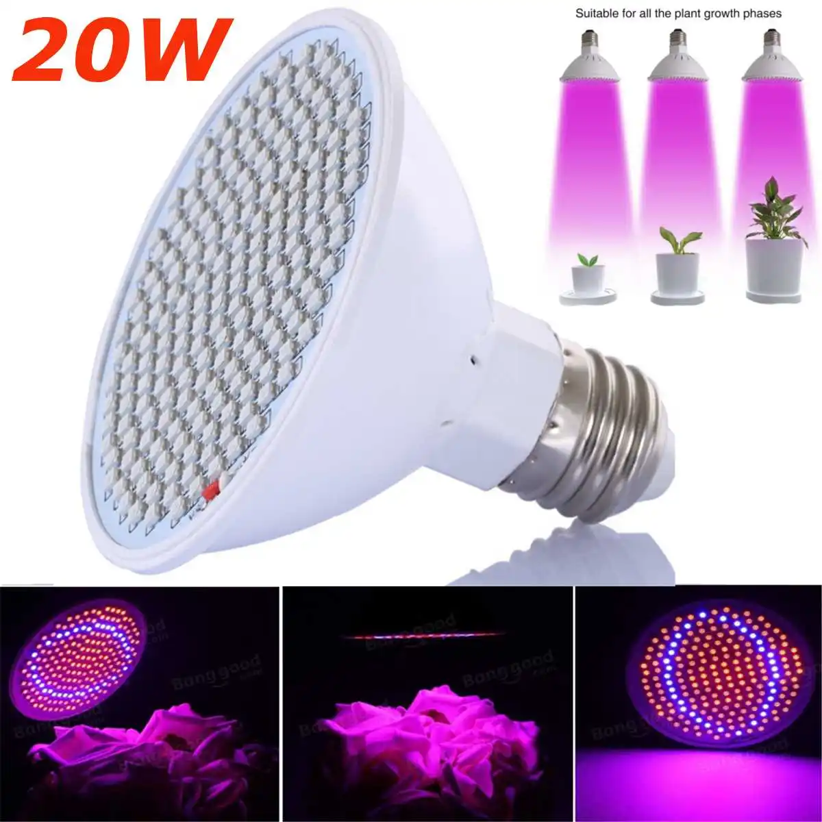Полный спектр 20 Вт E27 166 R ed 34 синий светодиодный Grow Light завод лампа сада тепличных