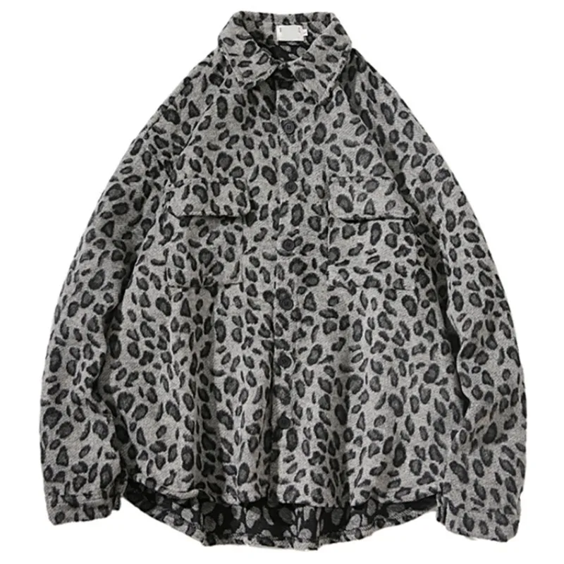 Spring New Leopard Jacket Men's Fashion Printing Trend Wild Casual Jacket Man Streetwear Hip Hop Loose Bomber Jacket Male