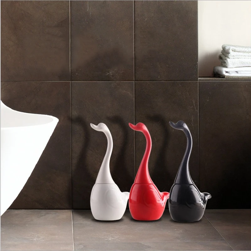 Керамический пластиковый держатель для туалетной щетки Swan Creative bathroom Funny Household Cleaning Tool Чистящая Щетка-красный