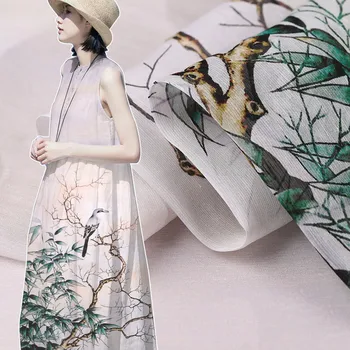 

Wide digital printing silk linen fabric cheongsam chinese silk fabric natural linen fabric wholesale linen cloth