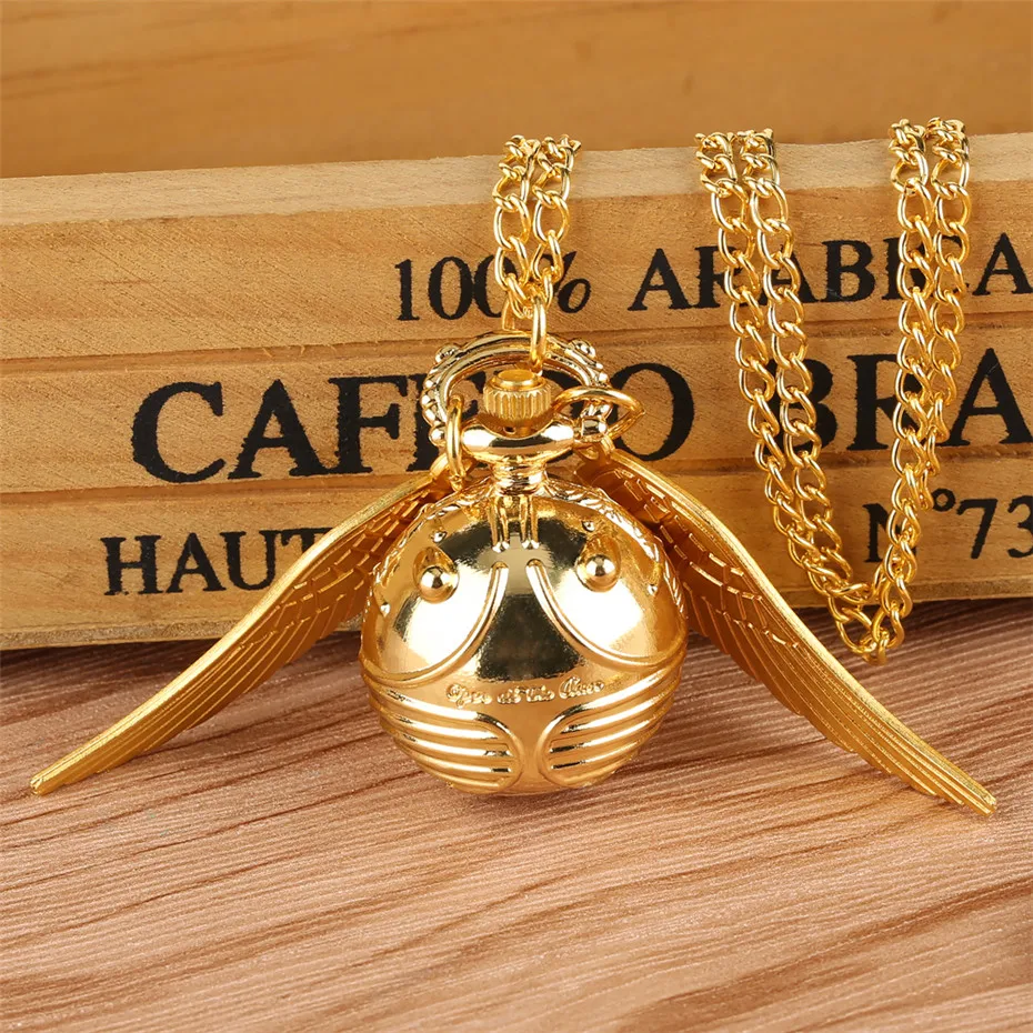 

Harry Potter Golden Snitch Necklace Watch Gifts For Kids Quartz Necklace Clock Lovely Cute Fob Pocket Clock Reloj De Bolsillo