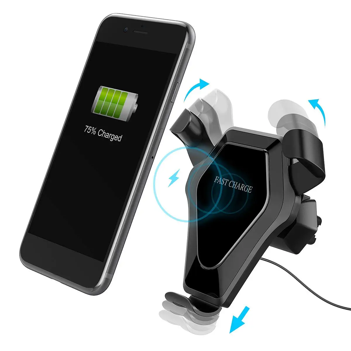 

Gravity Auto Lock Wireless Qi Cell Phone Charger Air Vent Car Fast Charging Mount Holder for i Phone