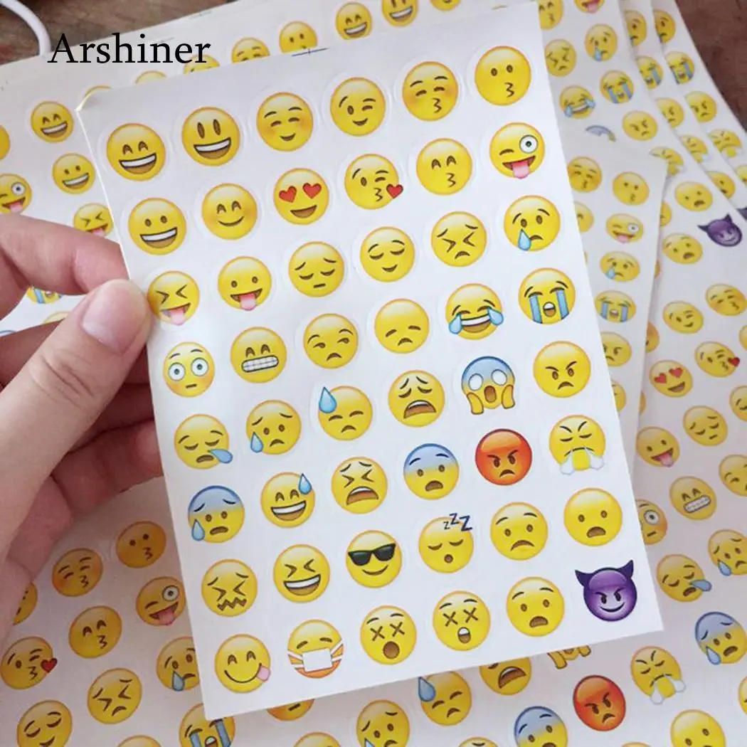 

4 Sheet/Set Cute Lovely 480 Die Cut Emoji Smile Sticker For Notebook Expression Message High Vinyl Funny Creative