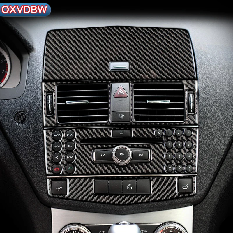 

For mercedes C class W204 Carbon fiber Interior Trim Outlet CD Air Conditioning Central control Panel Car stickers and decals