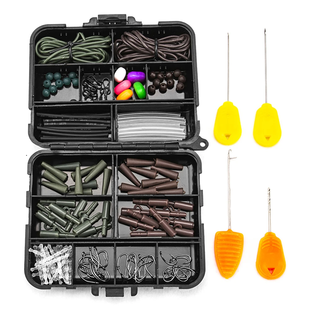 139/142/143PCS Carp Fishing Tackle Box Clips Hooks Swivels Baiting