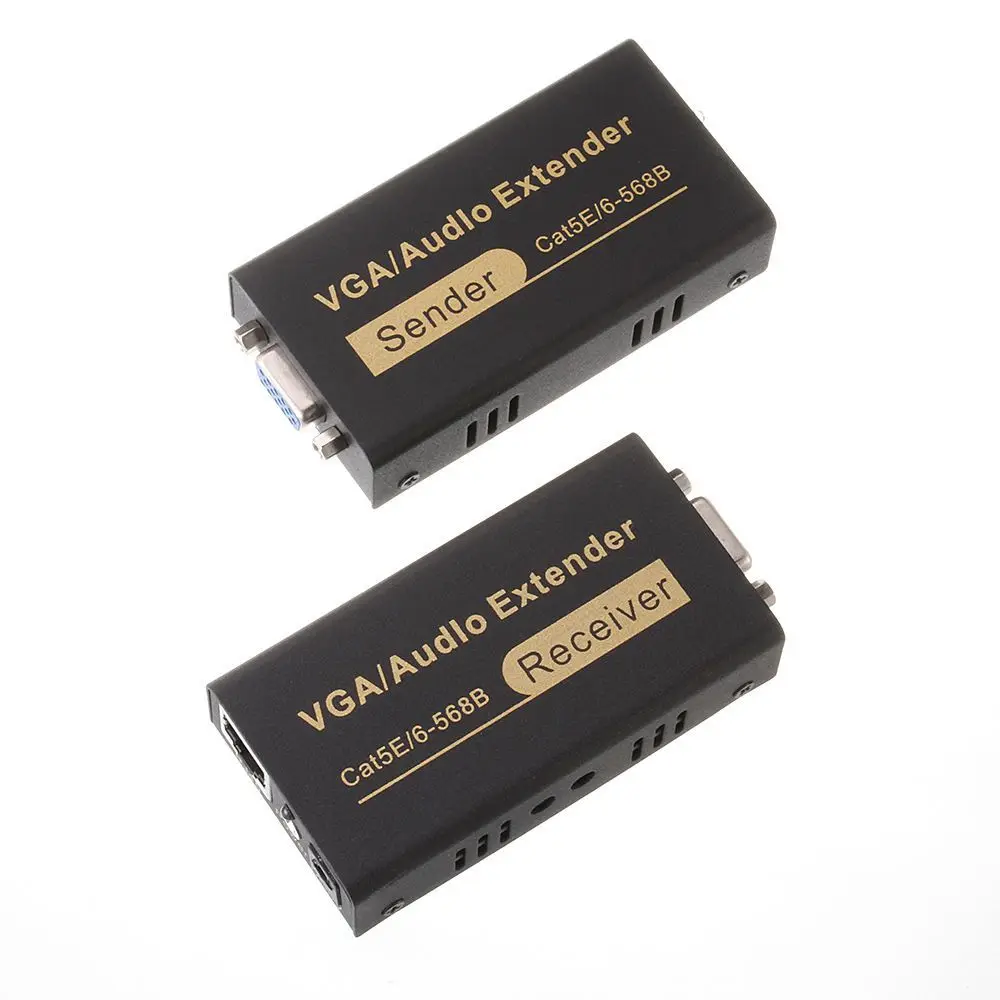 100 м 1080P Аудио Видео удлинитель VGA по одному RJ45 CAT5e/6 приемник отправителя Новый| |