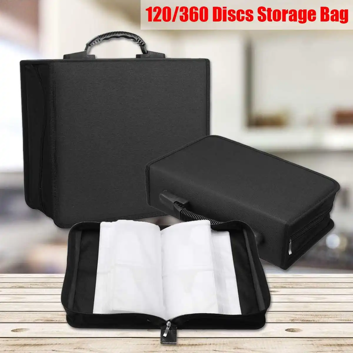 

120/360 Disc CD DVD Wallet Holder DJ Storage Case Album Record Collection Wallet Media Storage Portable Carry Bag With Handle