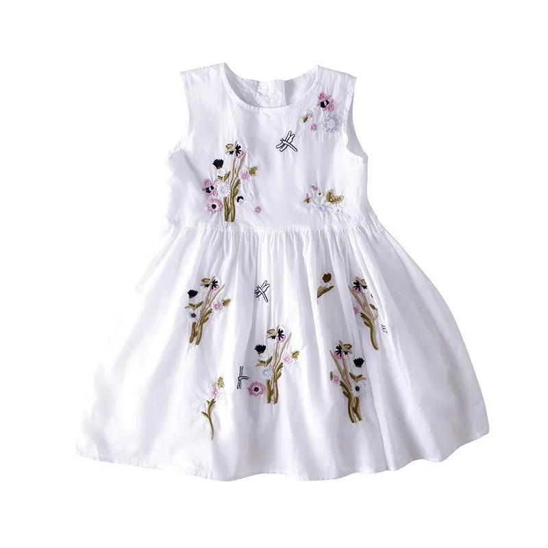 

2019 summer girl dress white embroidery flower kids dresses for girl's clothing boutiques fashion baby girl cloths school dress
