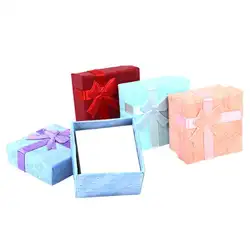 Креативный бант квадратный Органайзер коробка 4 см кольца для хранения колец футляр для сережек коробка маленькая Подарочная коробка