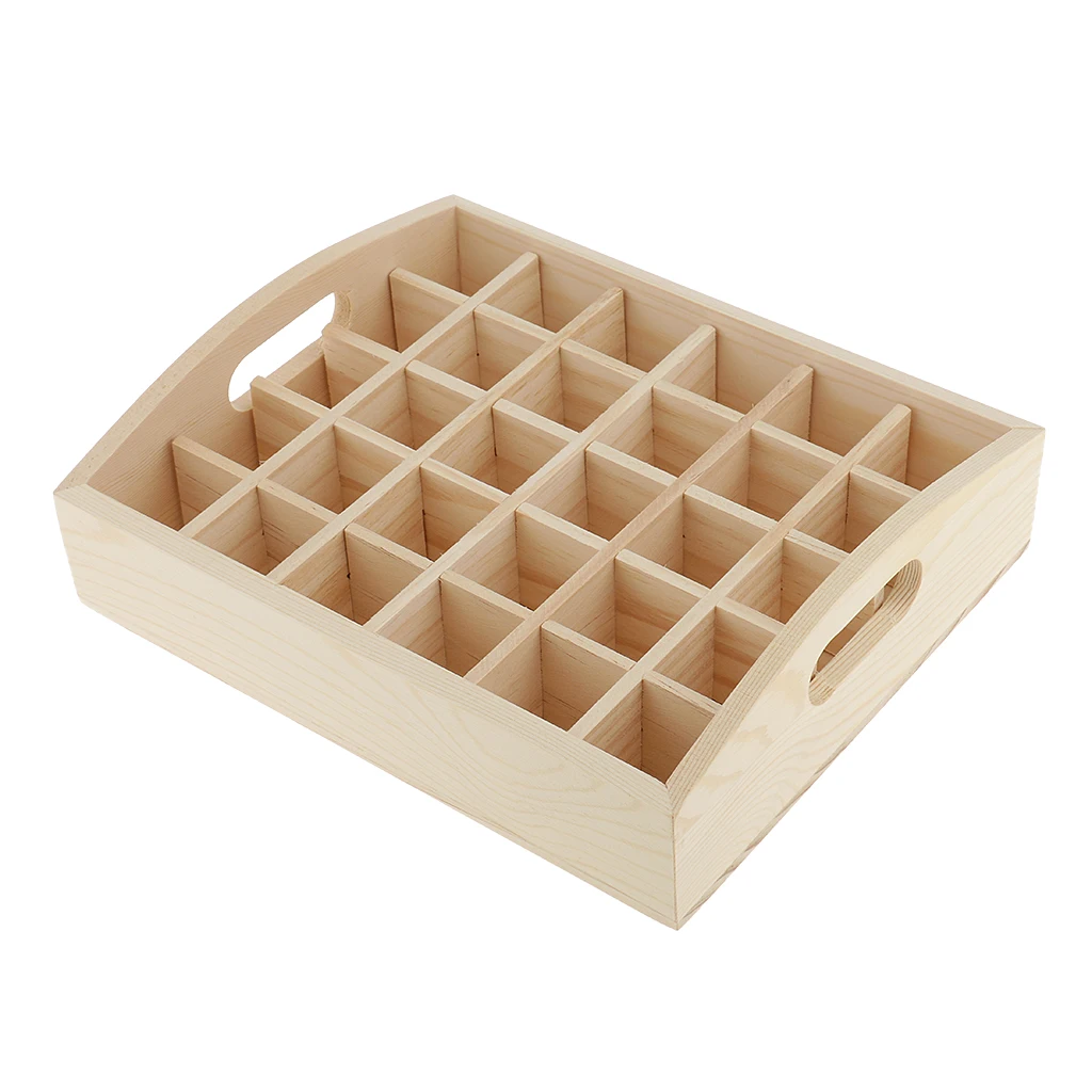 

Wood Essential Oil Organizer 5-10ml Aromatherapy Bottles Holder Case 30 Slot