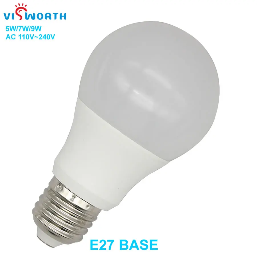 

VisWorthA60 Led Bulb E27 Base Led SpotLight 5W 7W 9W SMD2835 18pcs Lampada LEDS Lamp AC 110V 220V 240V Warm Cold White Led Light
