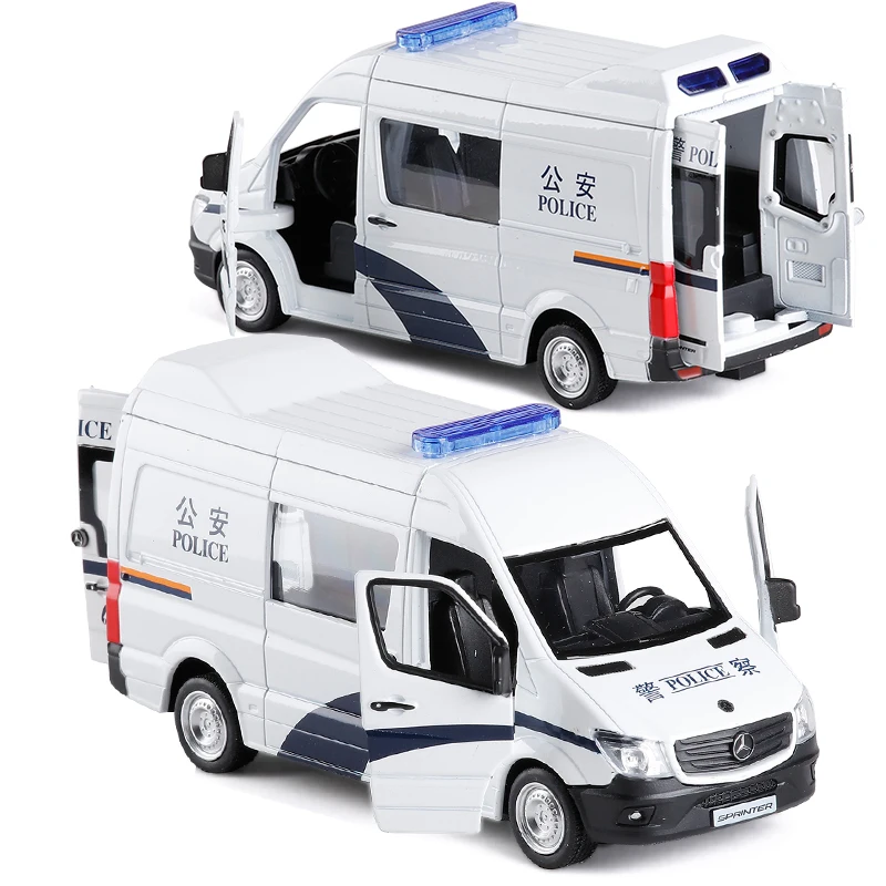 

1:36 Scale Metal Diecast Alloy ForPolice Car Model For TheBenz Sprinter Collection Licensed RV Model Pull Back Toys Car