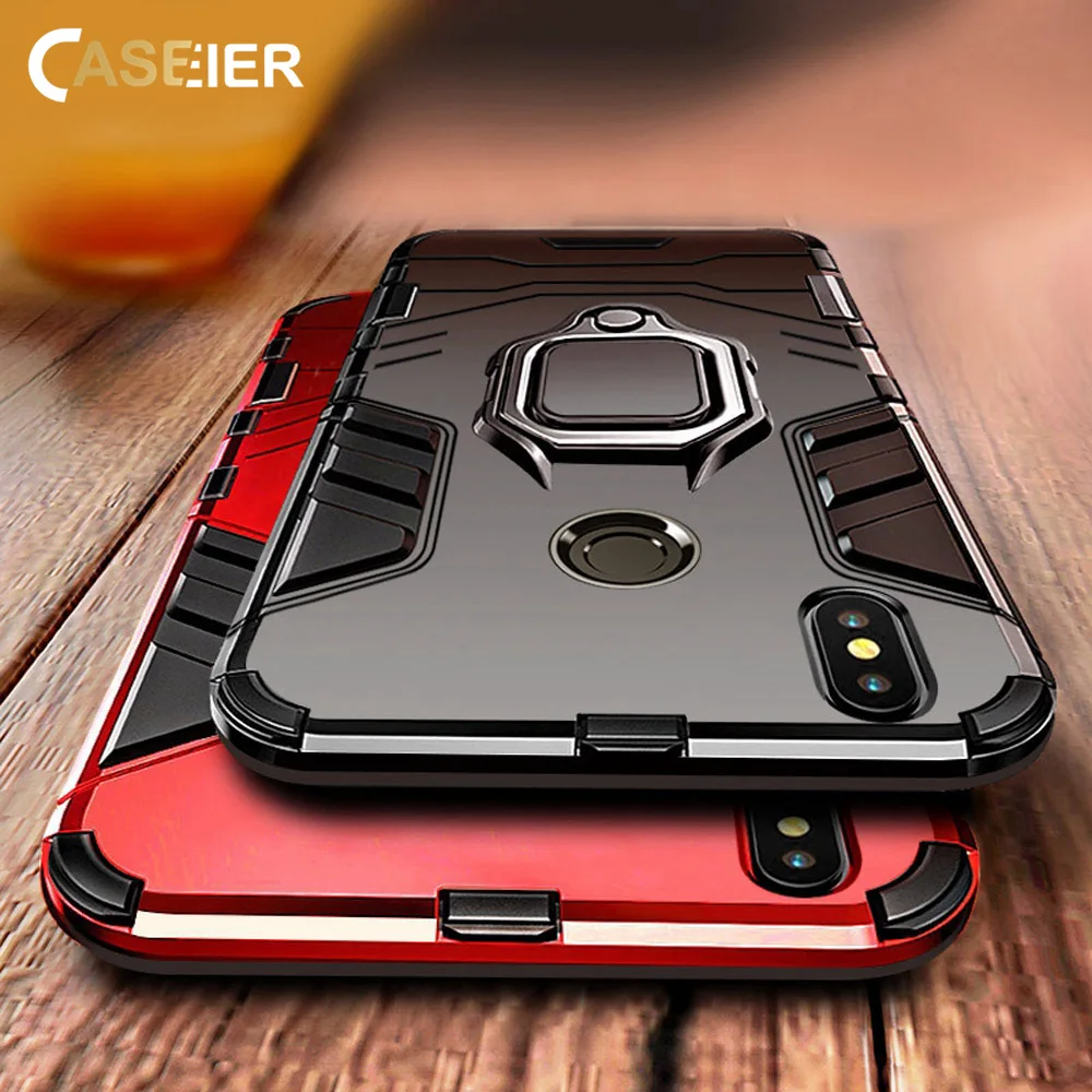

CASEIER Armor Shockproof Case For Xiaomi Redmi Note 5 4X 6 3 6A Pro With Finger Ring Holder For Xiaomi A2 MAX 3 Back Cover Case