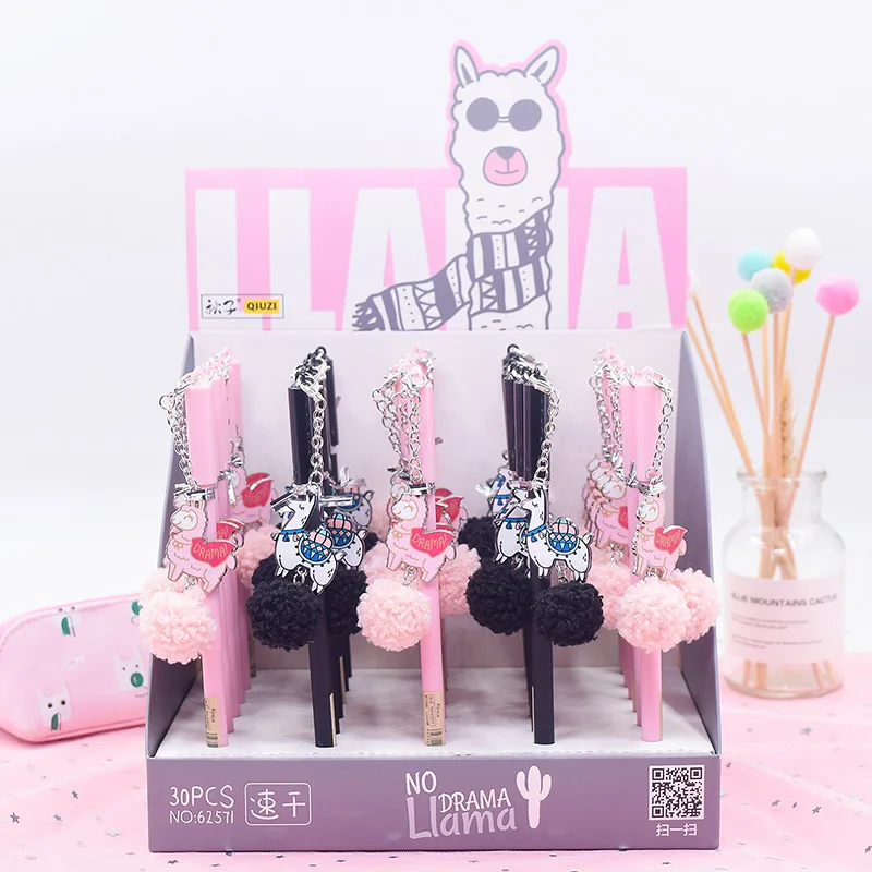 

1PC Cute Alpaca Pens Kawaii Plush Gel Pens Pendant Neutral Pens For Kids Gift School Office Supplies Stationery