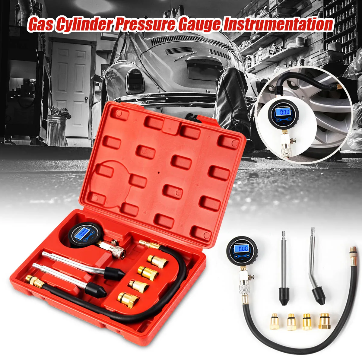 

Autoleader Engine Cylinder Pressure Tester Kit Motor Auto Petrol Gas Rapid Type Pressure Gauge Tester Tool Car Diagnostic Tool