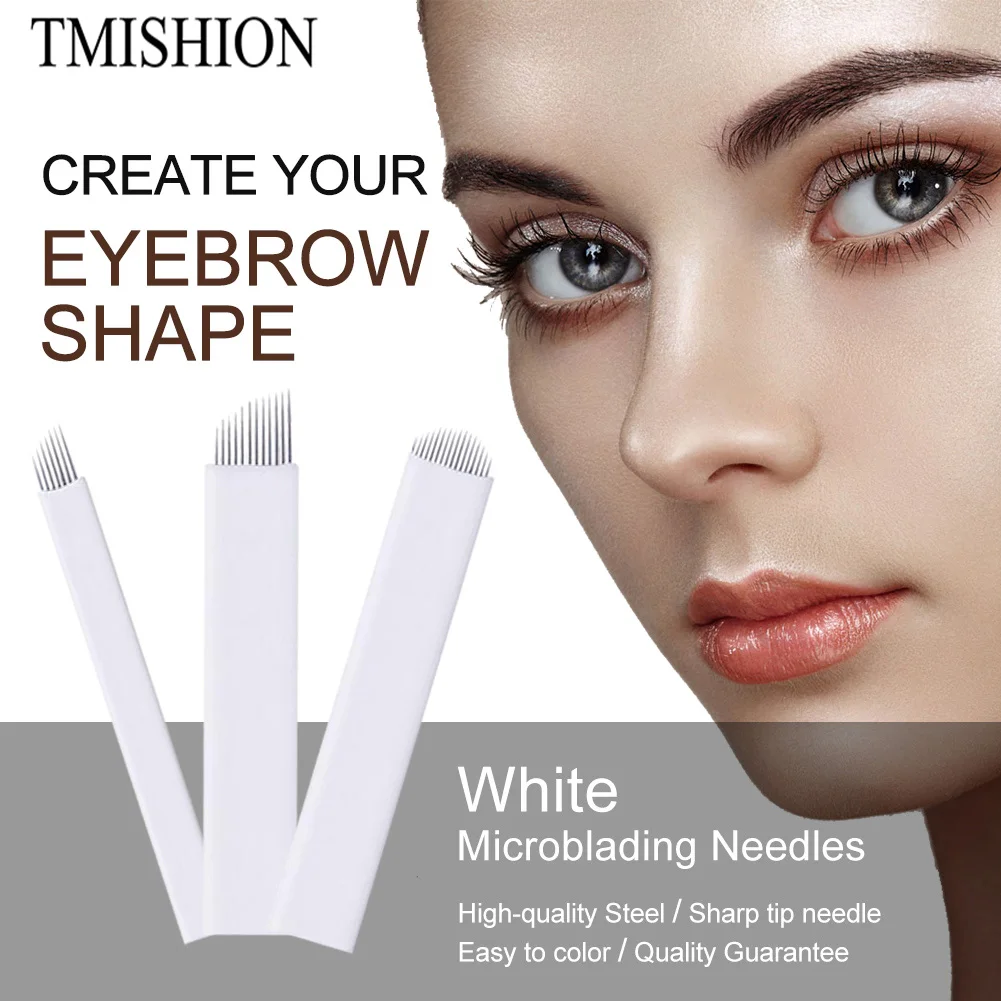 

50pcs 3 Types Microblading Needles,Ejoyous S7/S12/U16 Combination Bevel Round Makeup Eyebrow Tatto Embroidery Microblading Blade