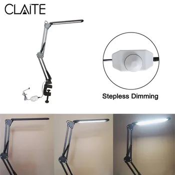 

CLAITE 6W LED Swing Arm Desk Lamp USB Dimmable Flexible Arm Lamp Clamp Table Lamp Stepless Eye Protection Reading Light DC5V