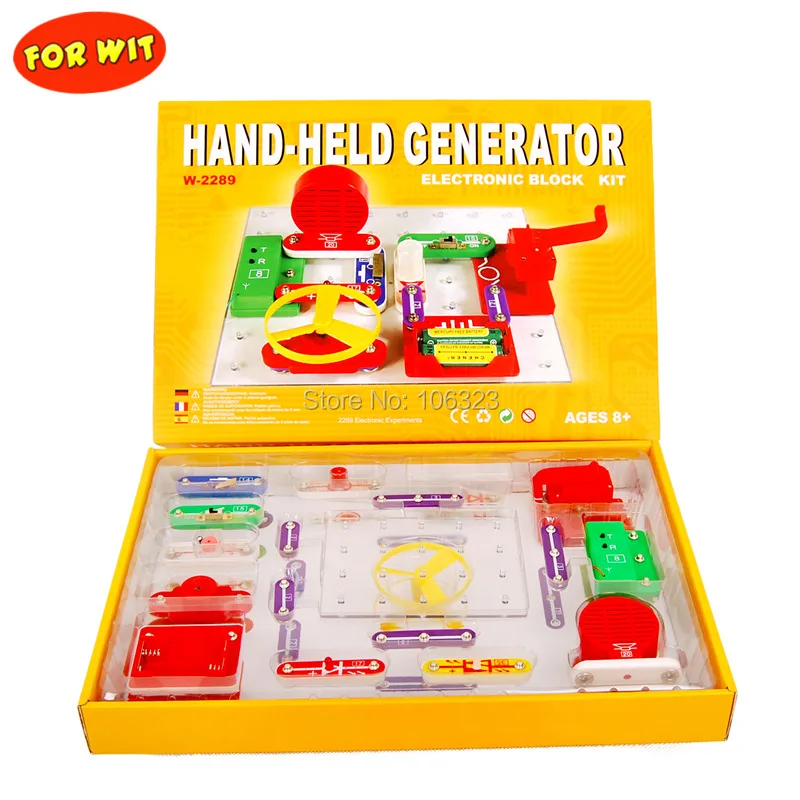 

Hand Hold Generator Electronic Blocks Kit, 2289 Electric Experiment Innovation Build Block,Educational Appliance Assembling Toys