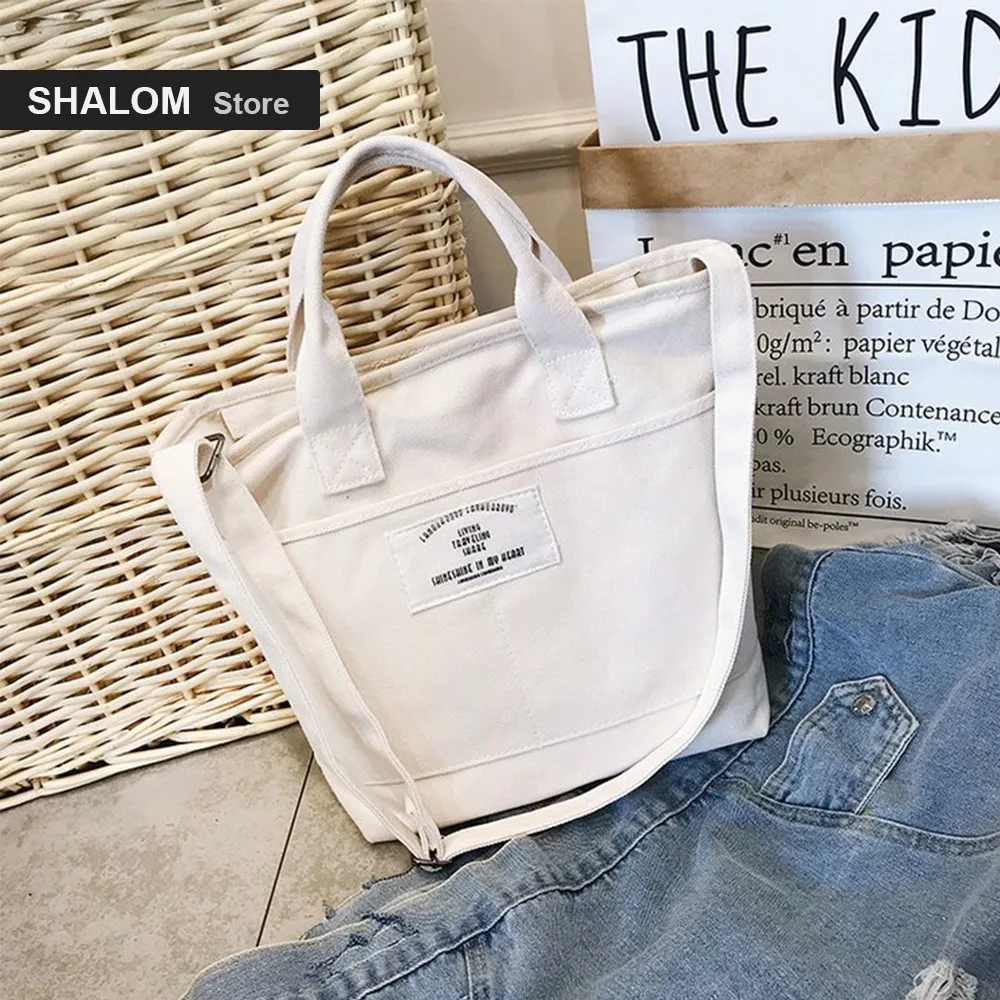 

Fashion Environmental Protection Shopping Bag Minimalism Large Capacity Canvas Literature Fresh Student Portable women