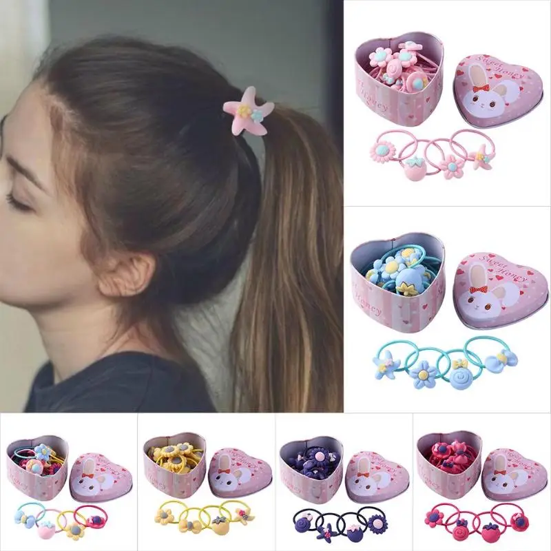 

20pcs/Lot New Girls Cartoon Cute Elastic Hair Bands Kids Girls Rubber Bands with Gift Box Packed Headbands Hair Accessories