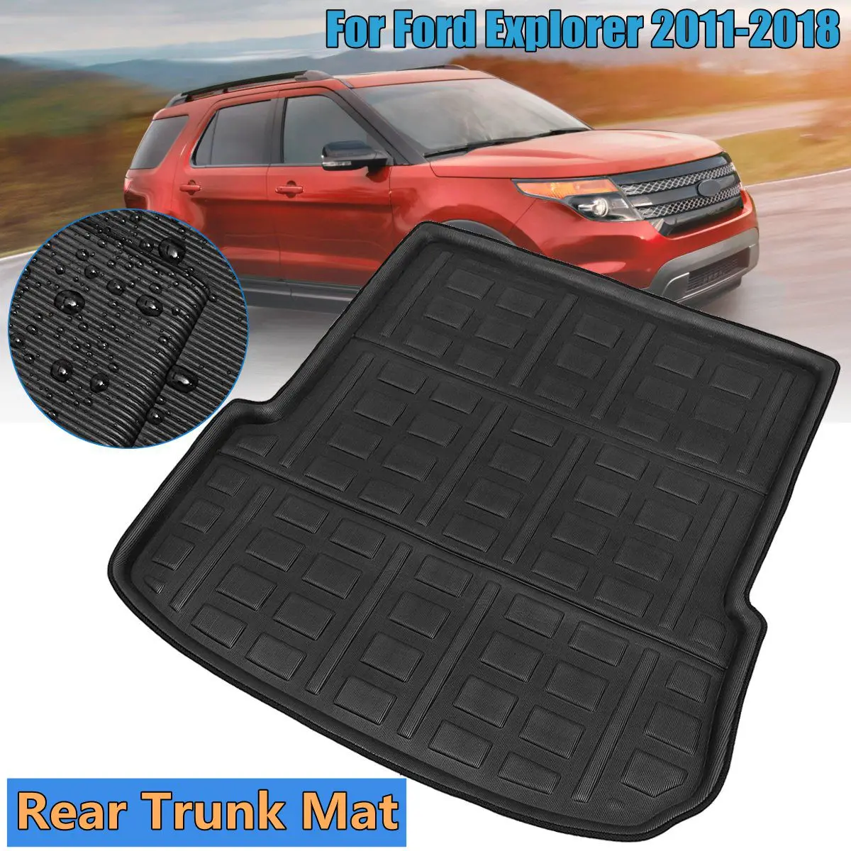 

118.5 x 121 x 3.5 cm Car Rear Trunk Tray Boot Floor Mat Cargo Liner For Ford Explorer 2011 2012 2013 2014 2015 2016 2017 2018