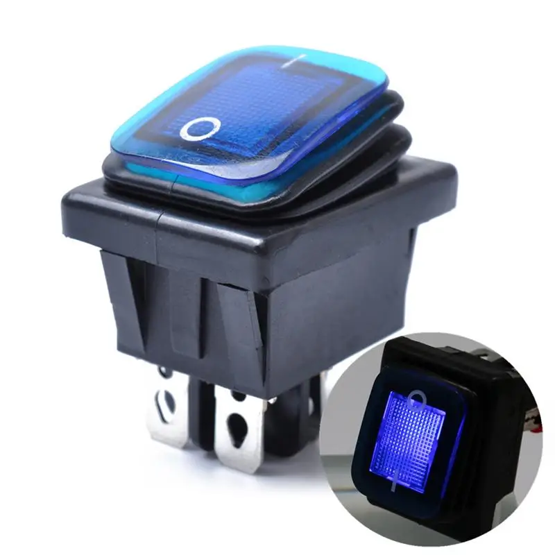 

Rocker Toggle Switch On-Off-On 4 Pins 12V DC Car Boat Automobiles Waterproof LED Latching Switches (Blue Light)