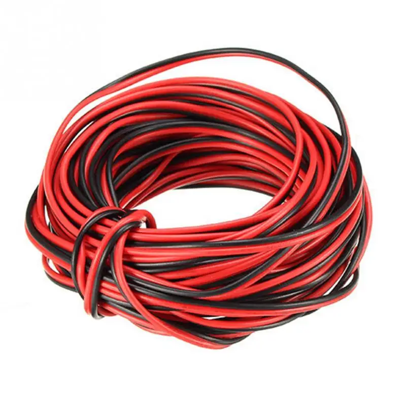 10 м медь 22AWG 2 Pin Красный Черный поделки ПВХ Электрический кабель, провод для светодиодной ленты провод освещения