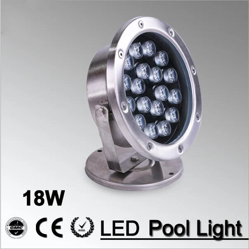 18W LED Fountain Lamp Underwater Lighting Stainless Steel IP68 Safety