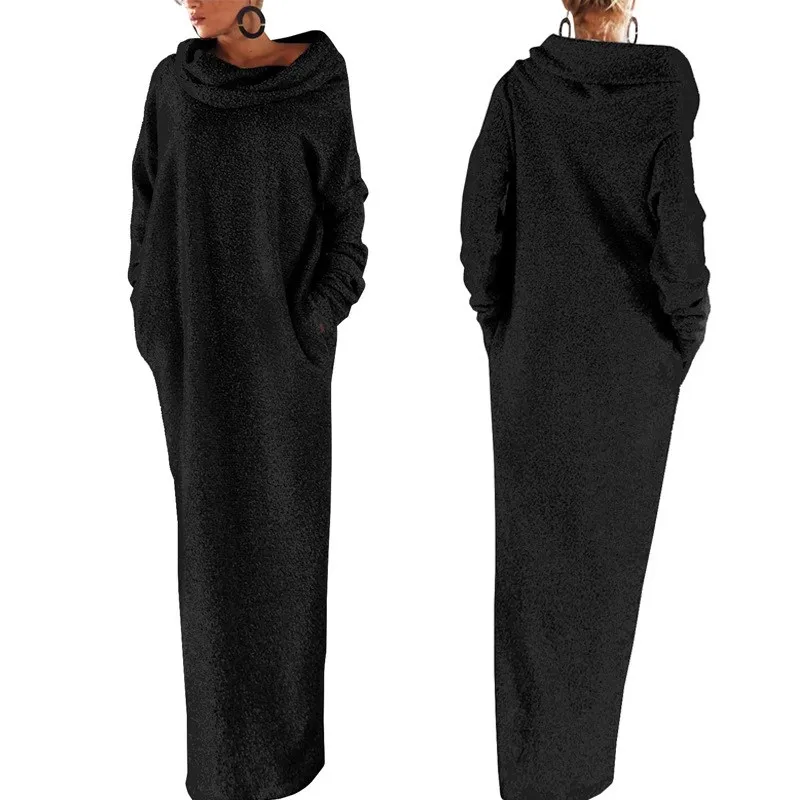 

Elegant Autumn Winter Women Oversize Party Dresses Sexy Vintage Casual Long Sleeve Hoodies Long Maxi Dress