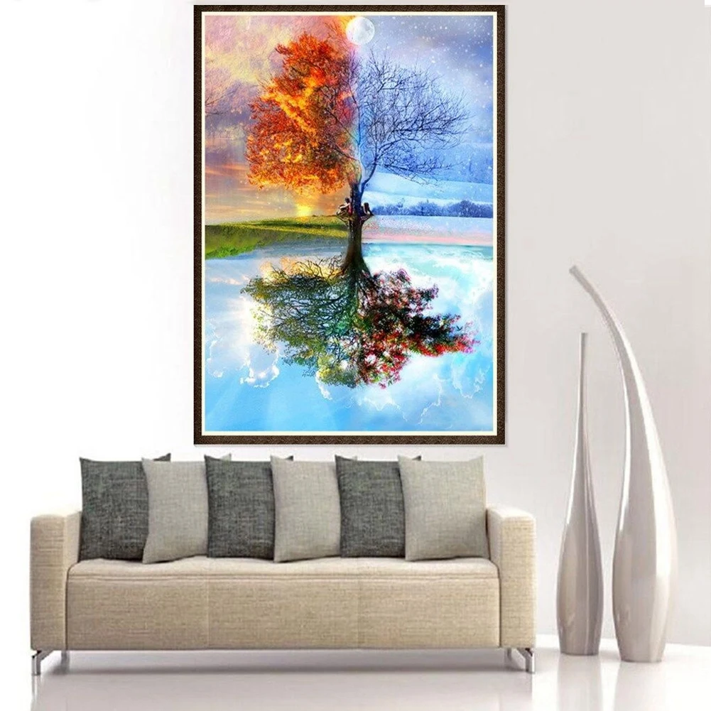 

Full Drill All Seasons Tree DIY Painting Embroidery Stitch Kits Home Decoration