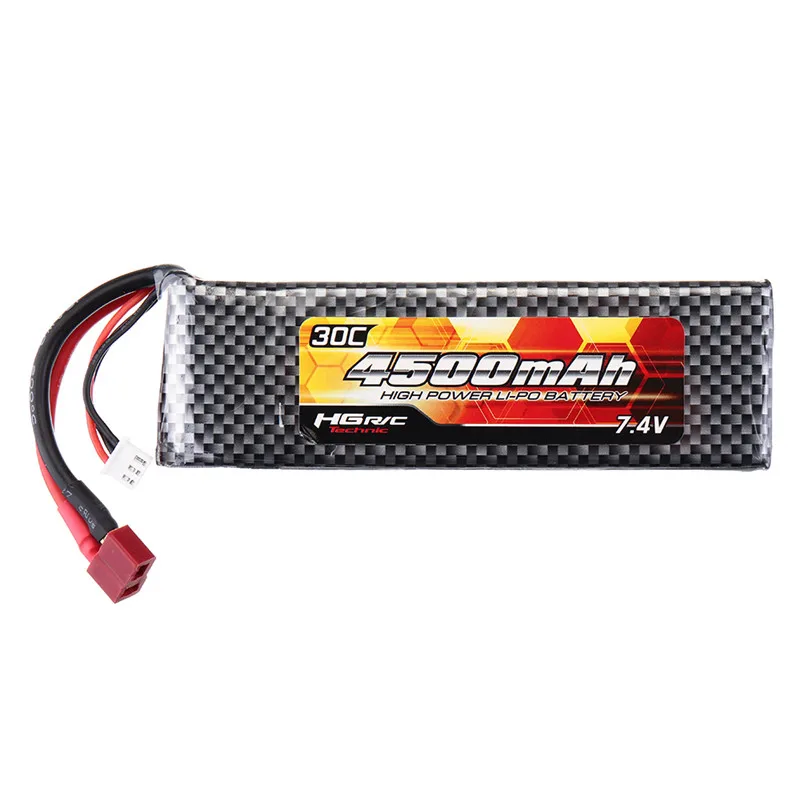 HG 7 4 V 4500mAh 30C 2S Lipo батарея T вилка для P402 P407 P601 P801 P802 1/10 1/12 Rc автозапчасти QDBZ1001|Детали