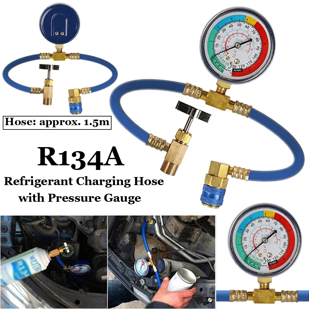 

1.5M Auto AC Air Conditioning R134A Recharge Measuring Refrigerant Hose Can Tap