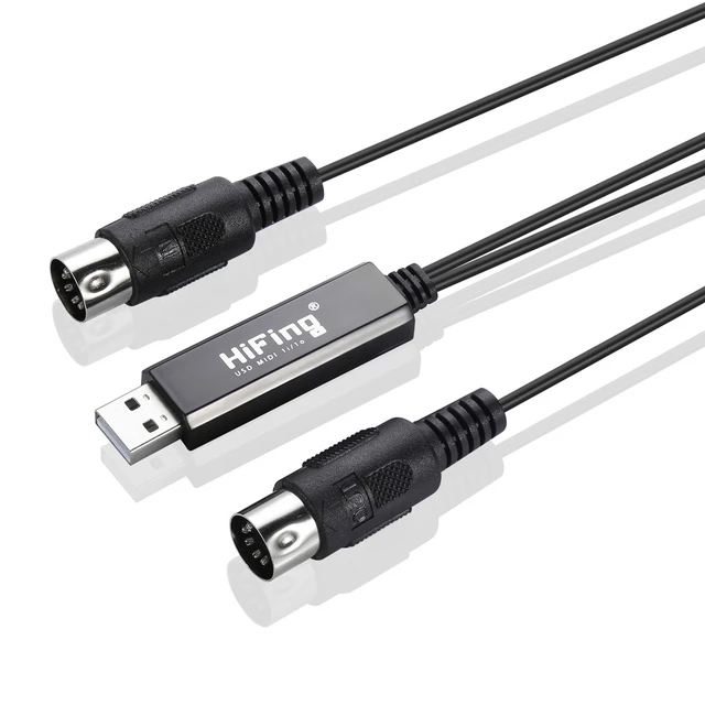 HiFing USB IN-OUT MIDI Cable One In One Out Interface 5 Pin Line Converter  PC
