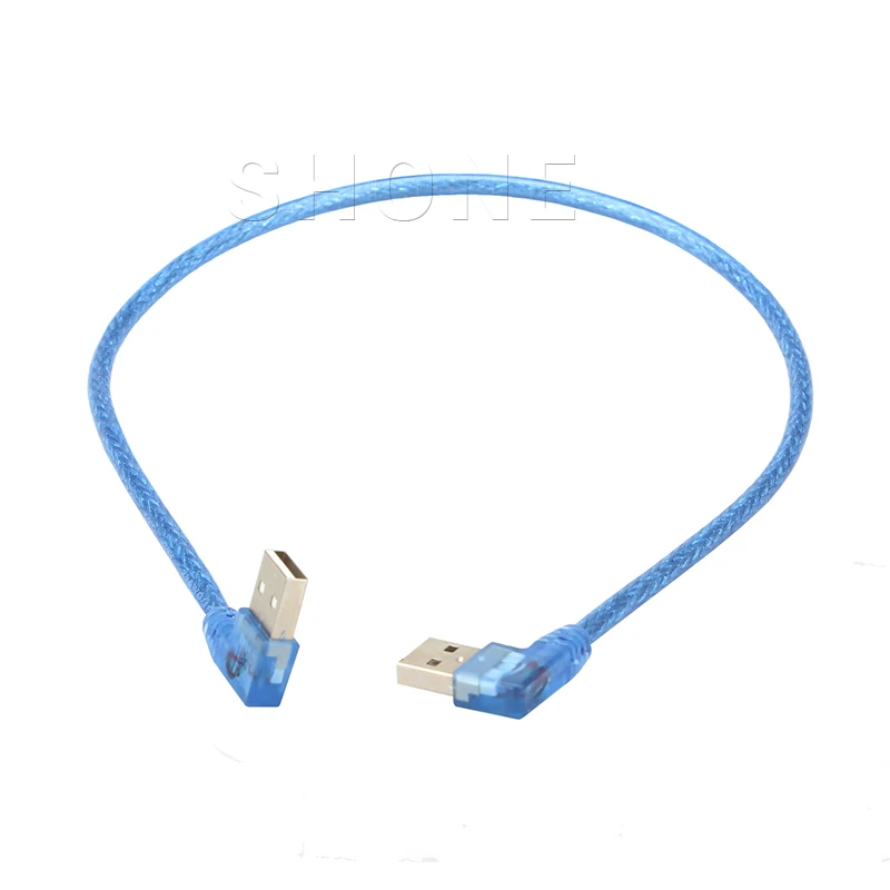 Прозрачный синий l образный двойной usb кабель для передачи данных Папа папа USB 90