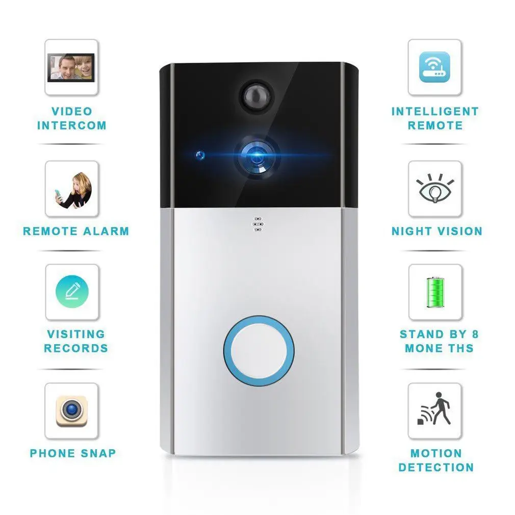 

Smart Wireless Doorbell WiFi Remote Camera Video Intercom System Two-Way Talk Intercom Security IR