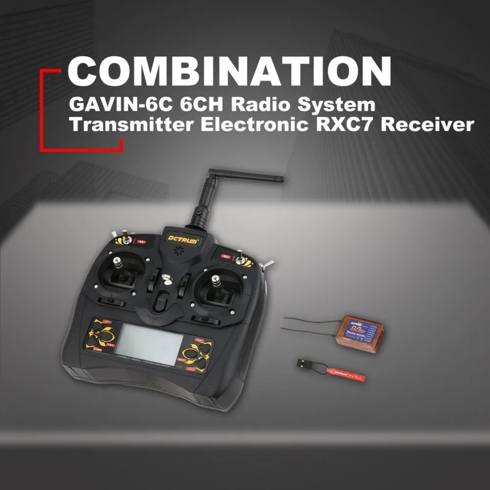 

Detrum GAVIN-6C 6-Channel DSSS FHSS 2.4G Digital Remote Control + RXC7 Receiver Set for RC Plane Boat Car Model