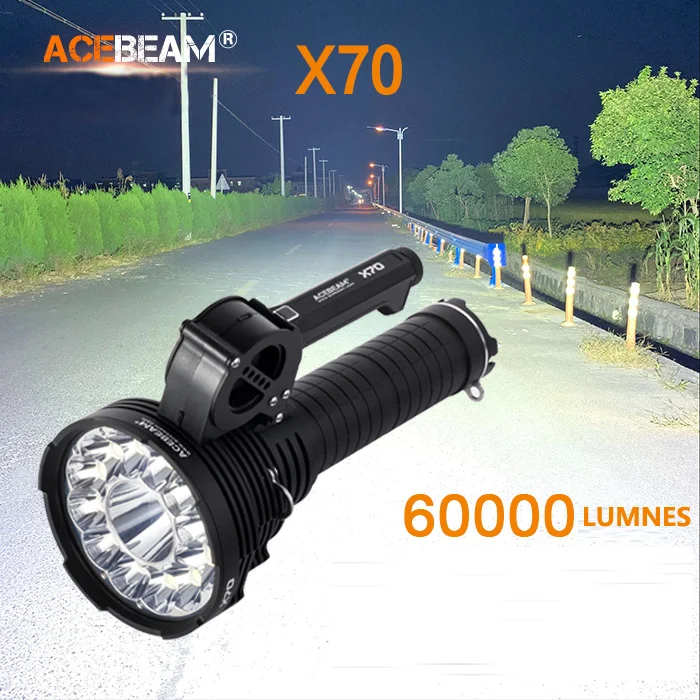 

2018 New Acebeam X70 12 Cree XHP70.2 and a Cree XHP35 HI chip 60000 lumens with 1115metre beam flashlight