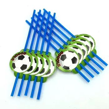 

10pcs football straw kids birthday wedding party supplies football paper straw happy birthday party supplies