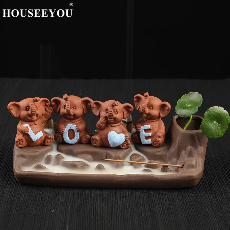 Houseyou ароматическая горелка с надписью Love Elephant керамический водопад Censer домашний
