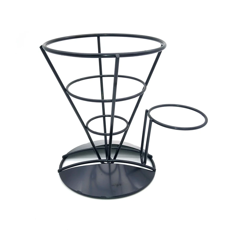 

Oasiswj Wire French Fry Holder Condiment Stand French Fries Chip Cone Holder Black Flavoring Rack Appetizer Cone