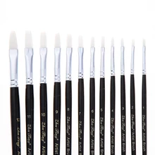 12 шт./лот, белый набор кистей для рисования, нейлон, черный стержень, заостренная кисть для краски, акварельная масляная Акриловая картина, школьные товары для рукоделия