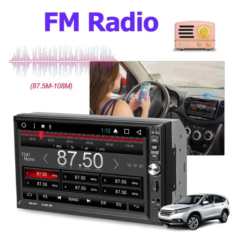 VODOOL 7022B 2Din " сенсорный экран 1024*600 Bluetooth автомобильный стерео MP5 плеер FM радио медиаплеер Поддержка реверсивного отображения изображения