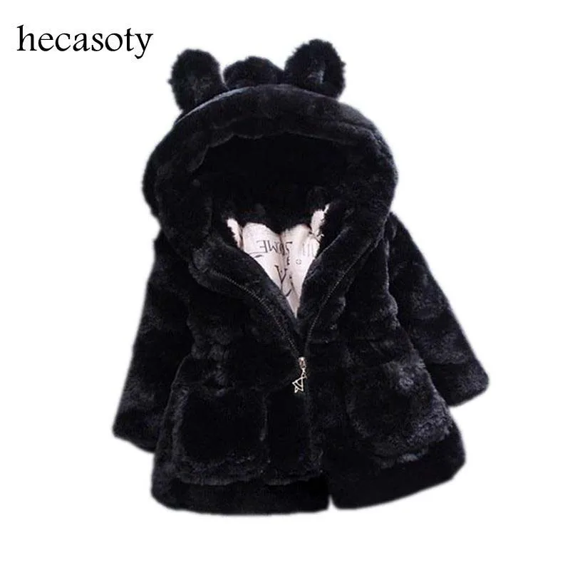 

New Autumn Winter Baby Girls Clothes Faux Fur Fleece Coat Pageant Warm Cotton Padded Clothes Baby Hooded Coats Outerwear