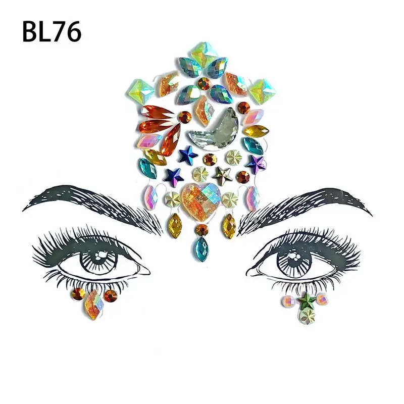

5PCS/set Acrylic Tattoo Face Jewels Gemstones Stickers, Crystal Glitter Stones Sticker Eye Sticker Effect For Festival Party Sho